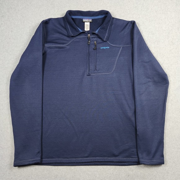 Patagonia R1 Regulator Mens XL Blue Polartec Half Zip Jacket Waffle Thermal